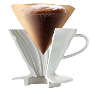 Baristatillbehör - Hario - V60 02 - PorslinsFilter Vit 2kopp